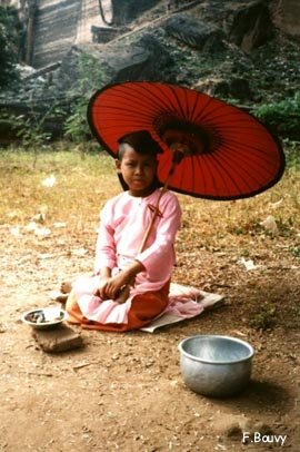photo Jeune Bonze faisant l'aumône birmanie