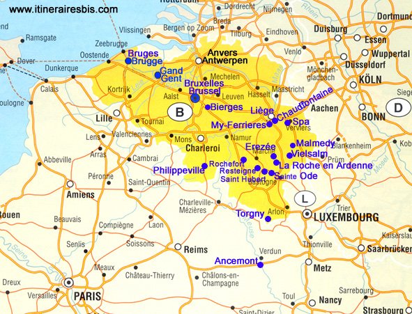 Carte de la Belgique