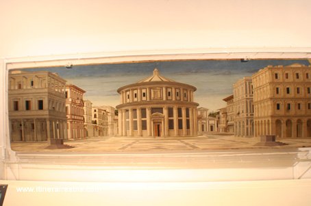 Le palais Ducal d'Urbino la cité Idéale peinture attribuée à Luciano Laurana