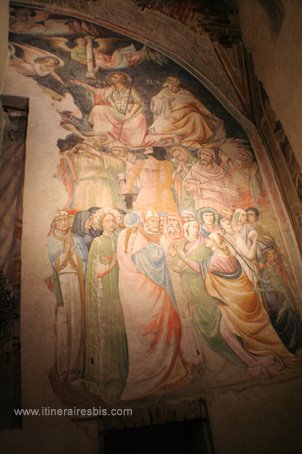 Visite de Pistoia cathédrale di San Zeno fresque représentant la bénédiction des pélerins