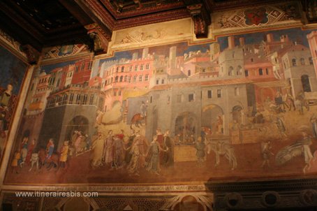 Visite de la ville de Sienne Palazzo Civique la salle des 9 scène de rue